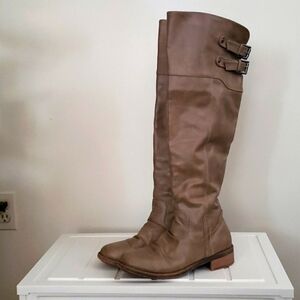 Venus tan over the knee neutral boots, faux leather, women's size 8